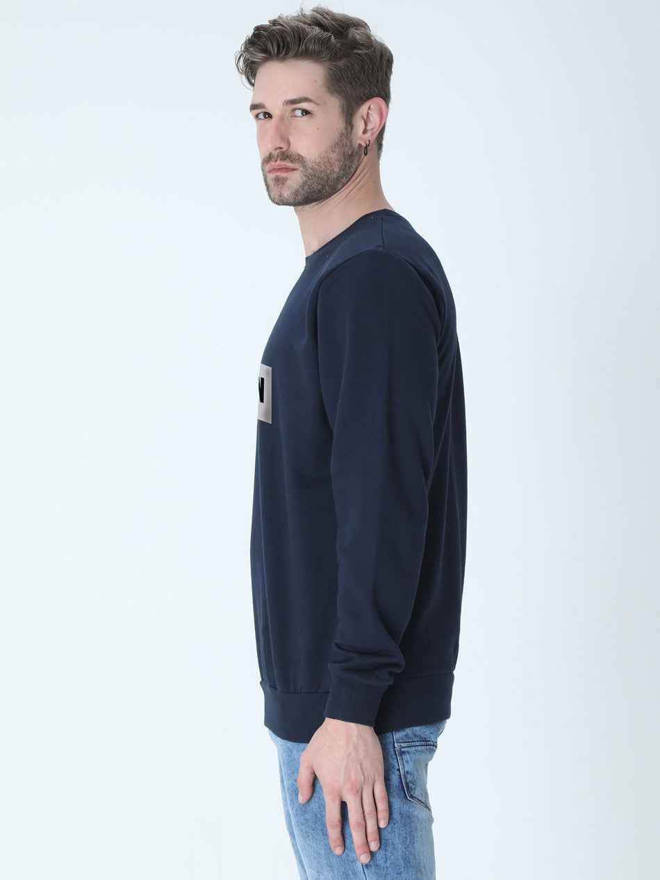 Men's Pullover Sweatshirt Navy Blue - WildGear Premium cotton Full-sleeve |  Alloons