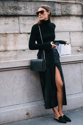 how-to-wear-mules-midi-skirt