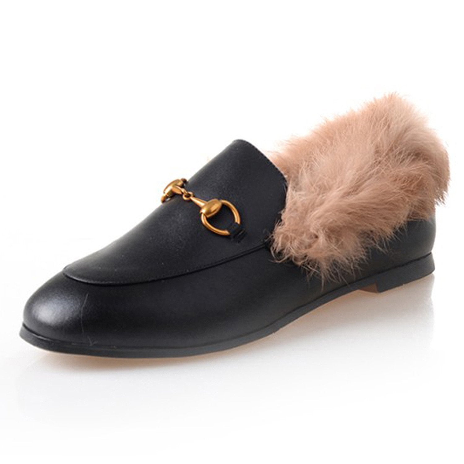 furry slip on loafers