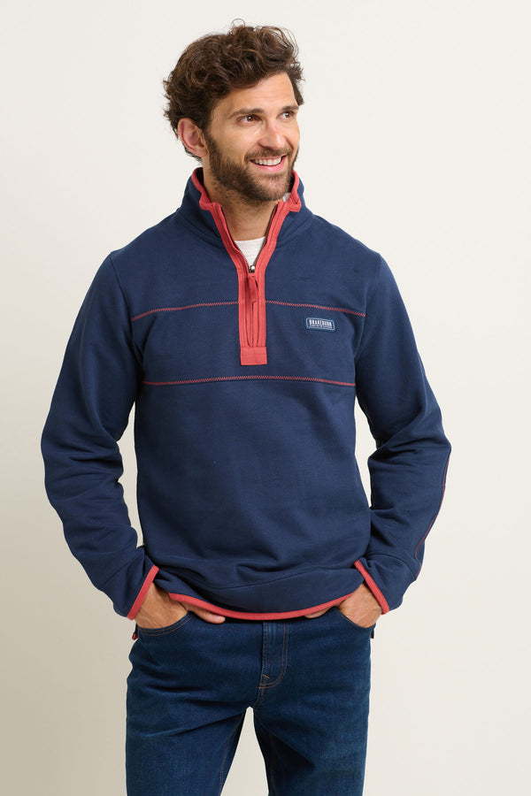 Burgundy Pique Quarter Zip Men's Sweatshirt