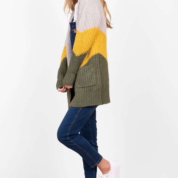 Women's Khaki Mountains Knitted Cardigan | Brakeburn