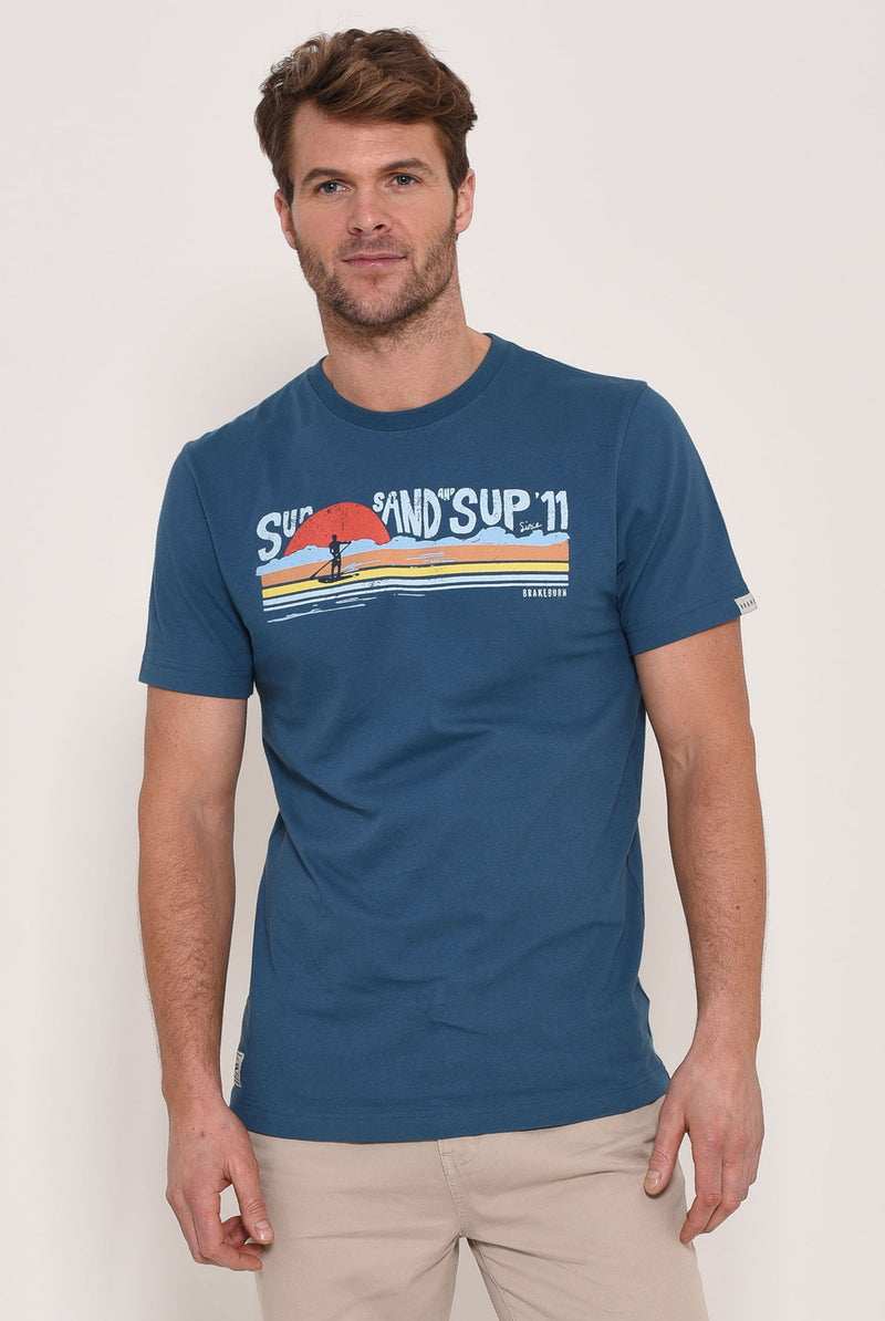 Blue SUP Logo T-Shirt For Men | Brakeburn