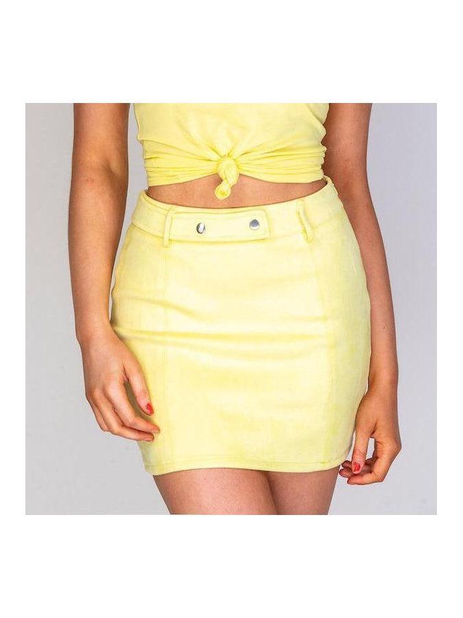 yellow suede skirt