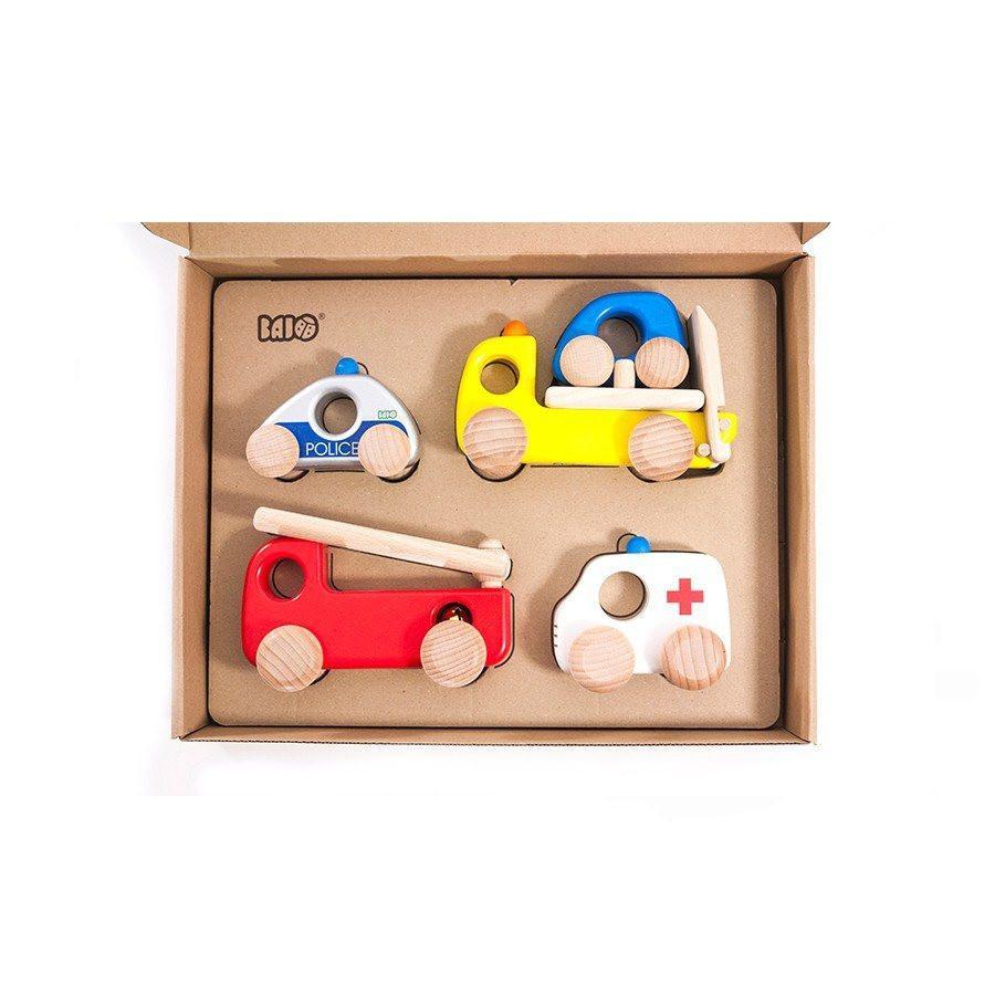 wooden emergency vehicle set