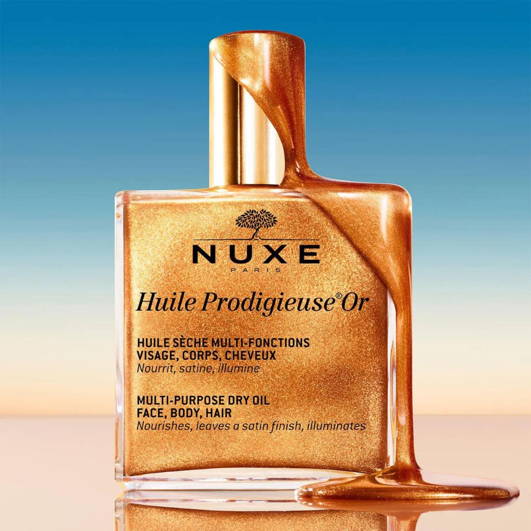 Nuxe, Huile Prodigieuse, gold, shimmer, bronze, dry oil, face, body hair, scented, 