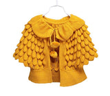 baby girls winter cardigan knit kids boutique childrens clothing mustard warm cosy pretty ruffles