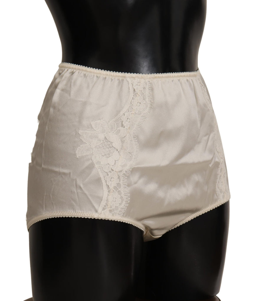 White Silk Stretch Floral Lace Briefs Underwear