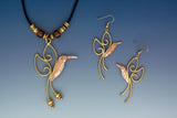 Sweet Bird copper and brass necklace and earrings set