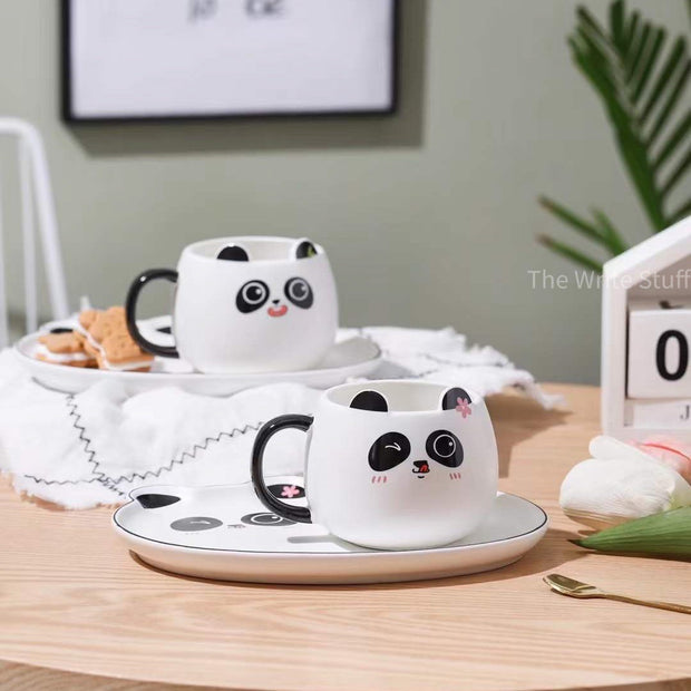 Panda Cup, Funny Coffee Mugs, Panda Cute Coffee Mugs with Lid & Spoon