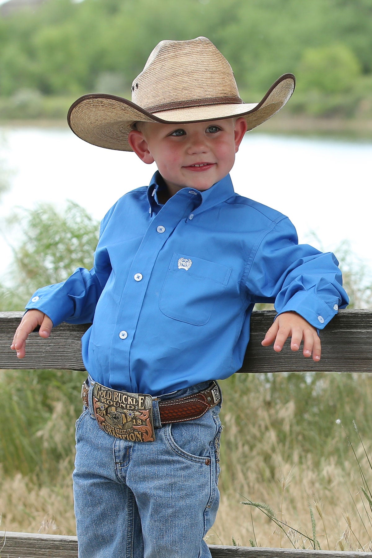 CINCH Boy's Long Sleeve Solid Blue Button-Down Western Shirt – Love on ...