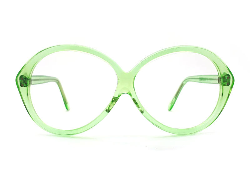 Green frame clear glasses