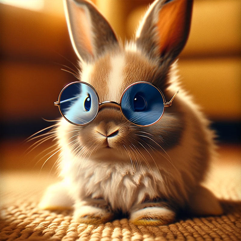 Bunny rabbit in round sunglasses