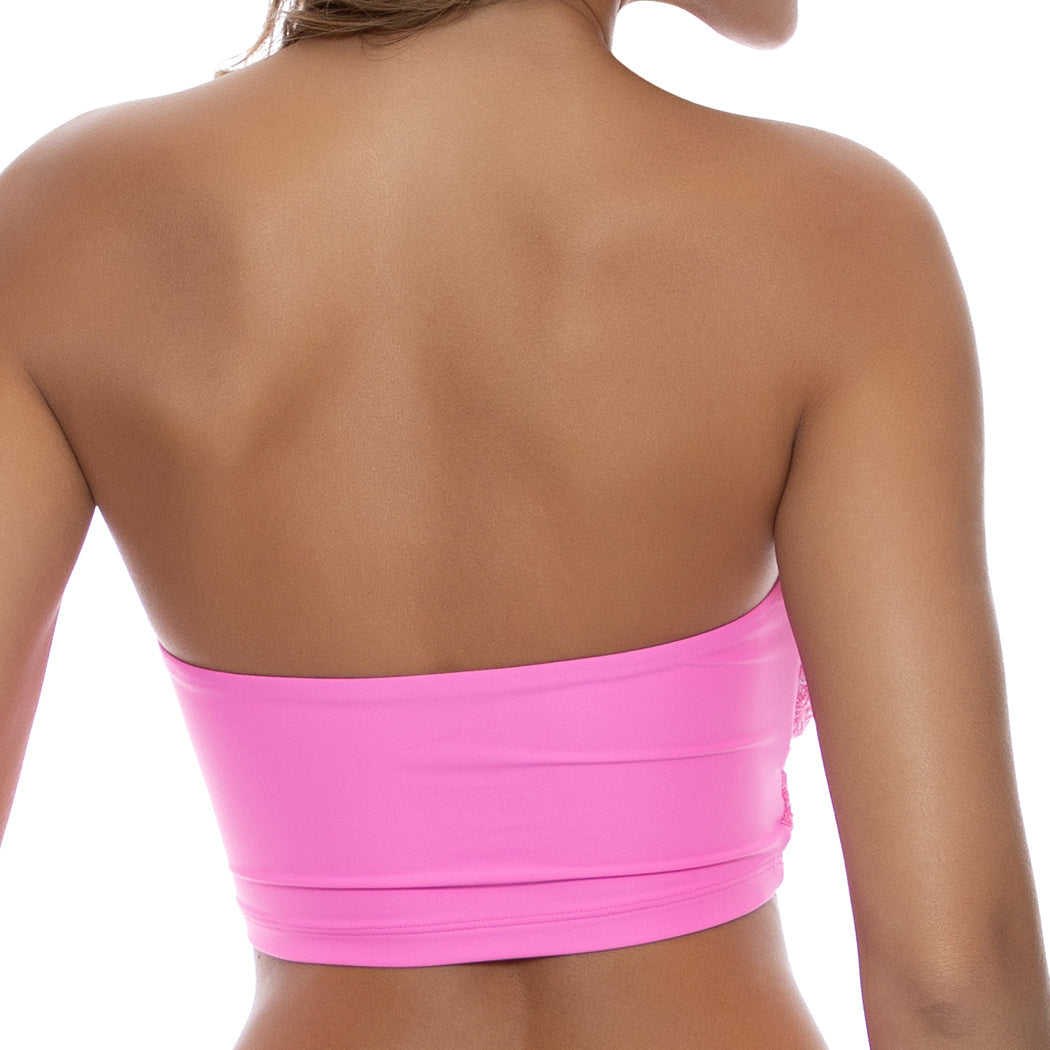 Pink Brilla Double Loop Bandeau Crop Top