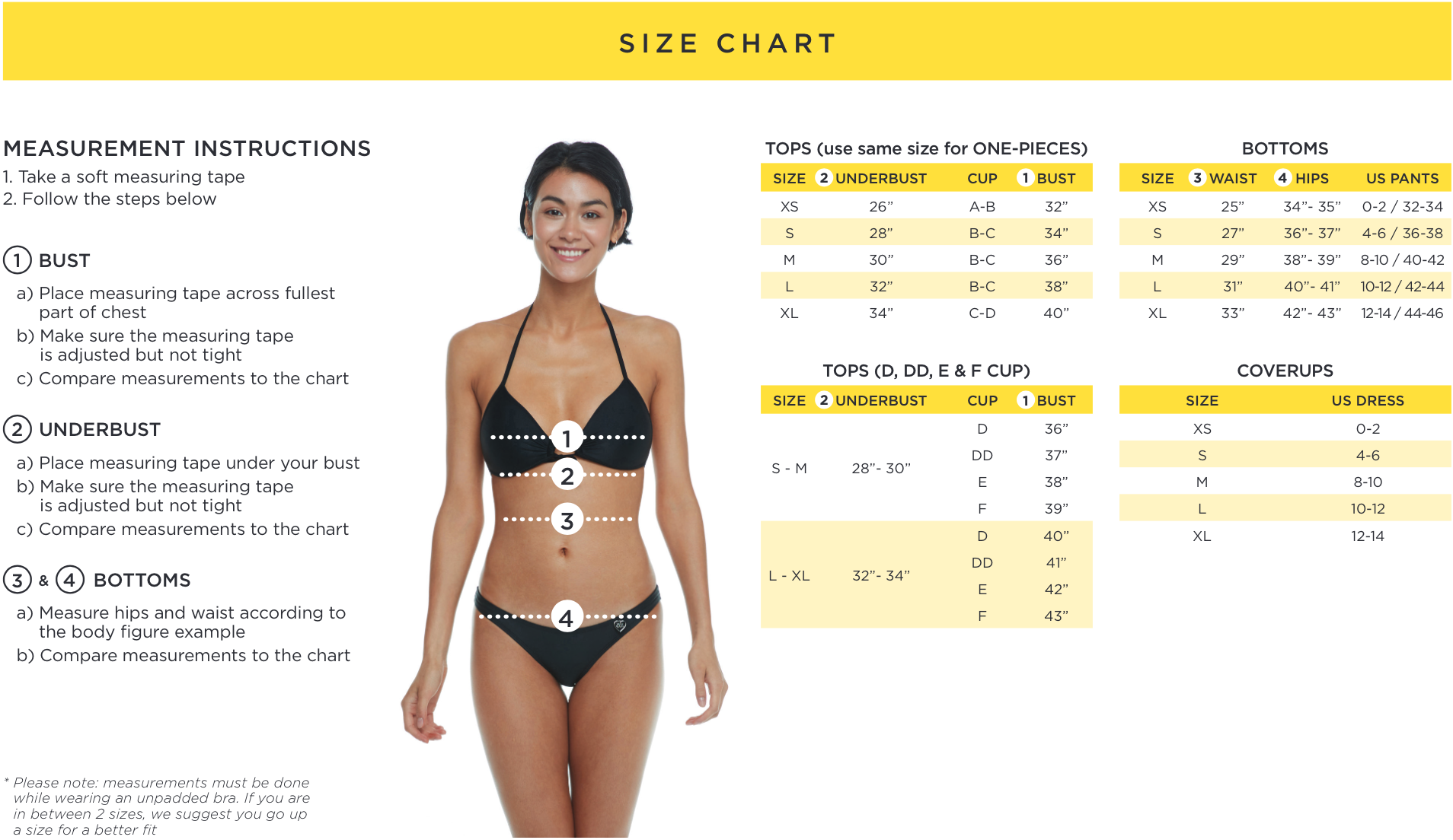 Body Glove Size Chart  Gone Bananas Beachwear