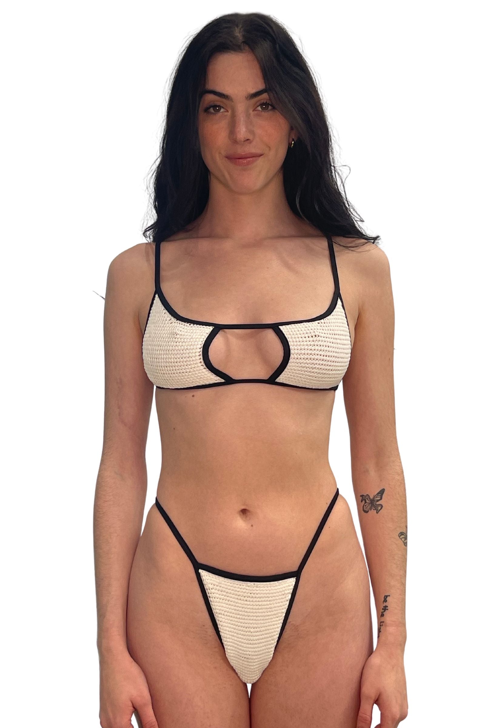 White/Black Crochet Erika Bikini Bottom