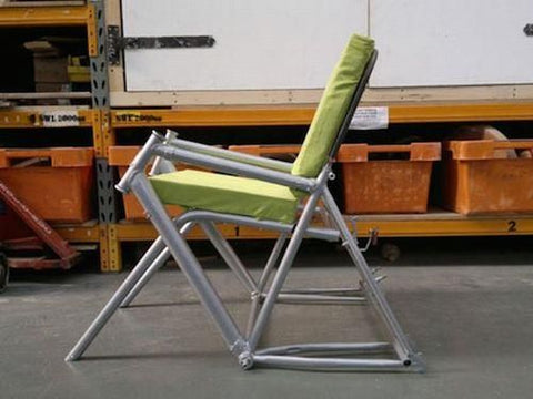 Upcycled bike frame as chair