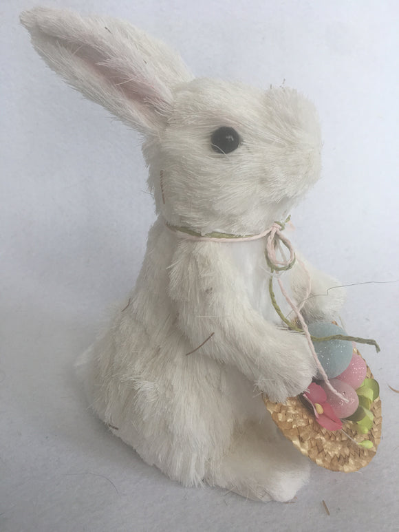 Easter Sisal White Bunny Holding Hat Filled With Eggs – CrazeAbout