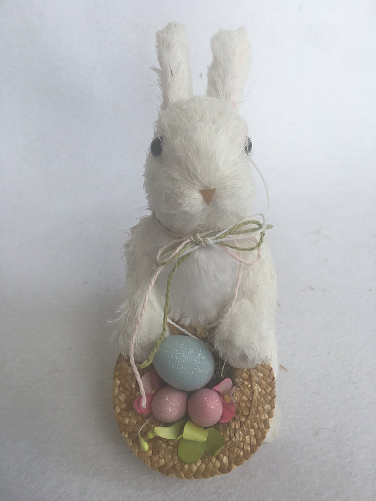Easter Sisal White Bunny Holding Hat Filled With Eggs – CrazeAbout