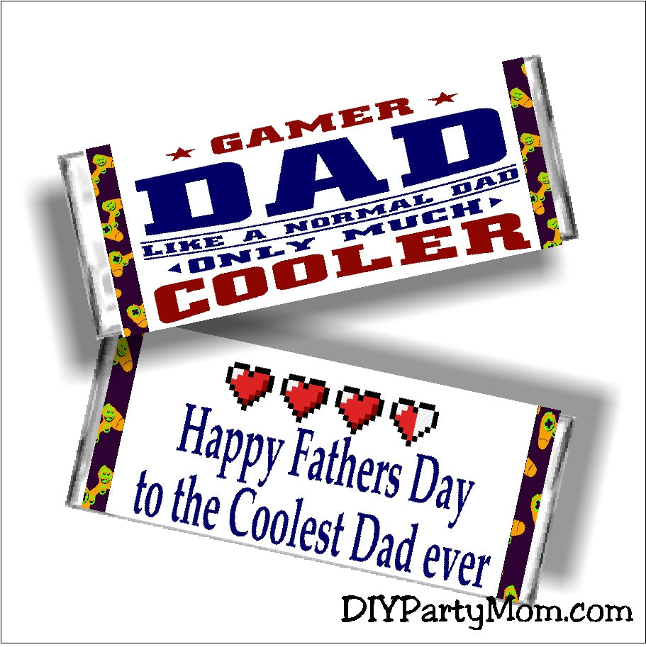 Gamer Dad Fathers Day Card Printable Candy Bar Wrapper Diy Party Mom 4678