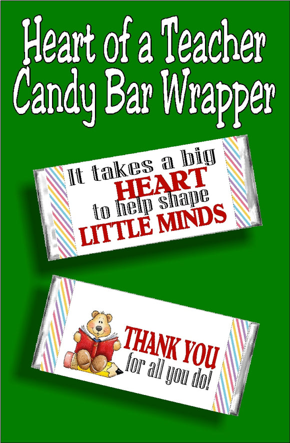 Heart of Teacher Candy Bar Wrapper Printable – DIY Party Mom