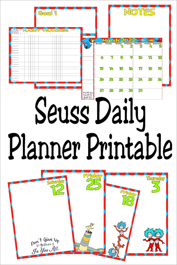 Dr Seuss Month Planner Printable – DIY Party Mom