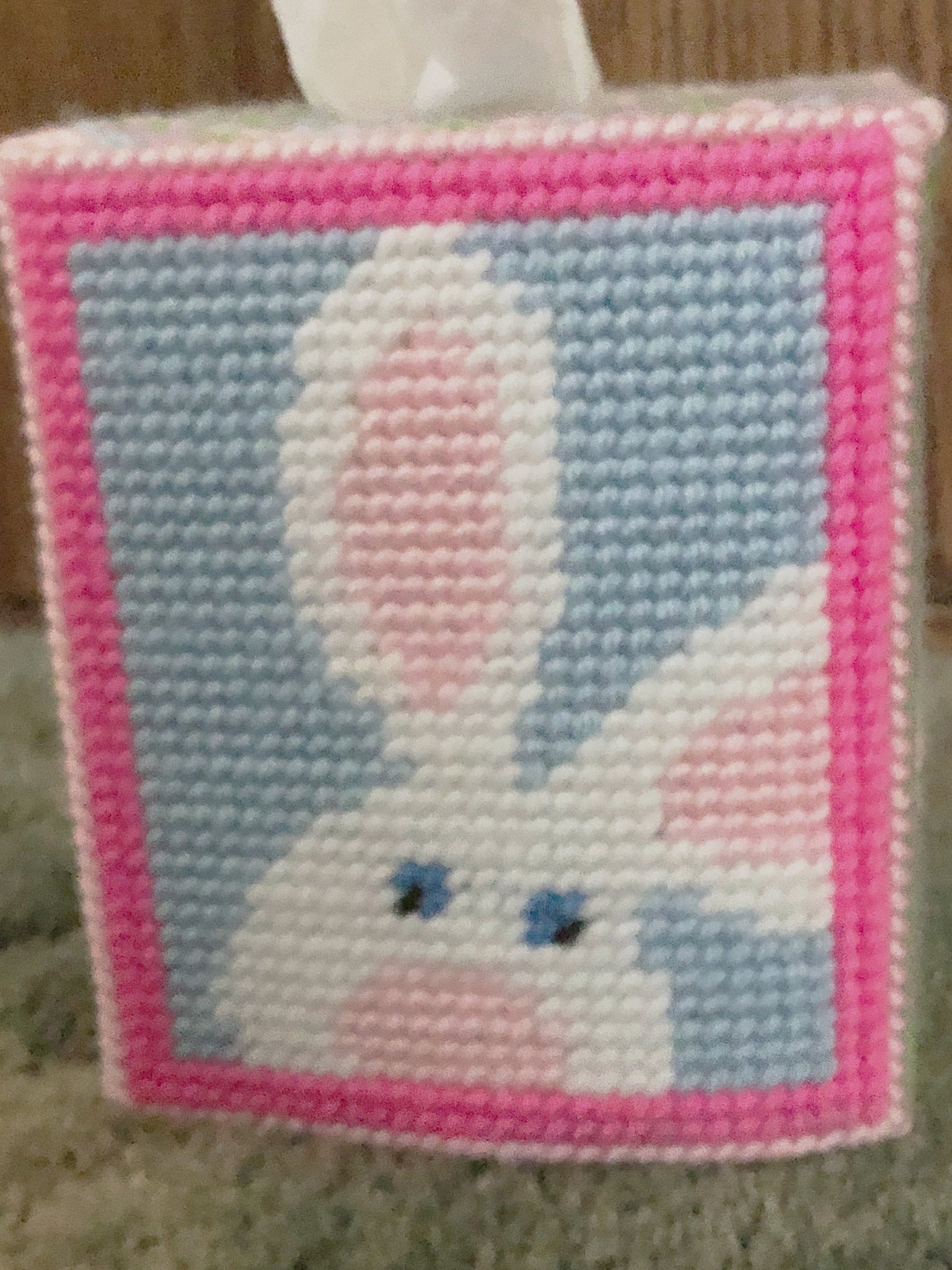 Peeking Bunny Easter Plastic Canvas Tissue Box Pattern – DIY Party Mom