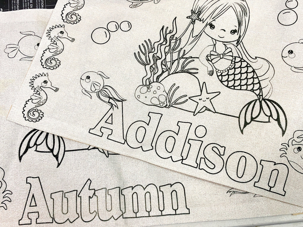 Personalized Mermaid Coloring Page Place Mat – DIY Party Mom