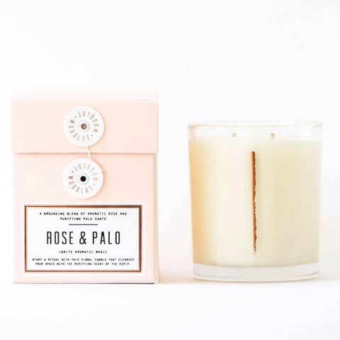 ALL ABOUT PALO SANTO - WOODLOT Candles Amour Collection in Rose + Palo Santo