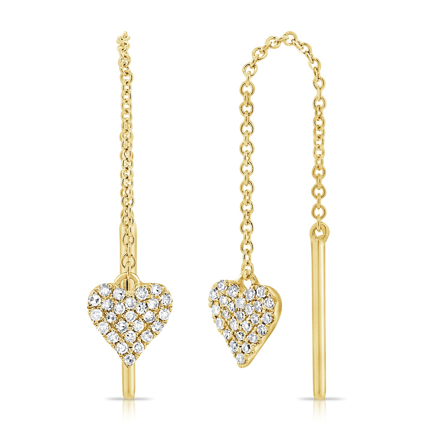 Diamond Heart Threader Earrings