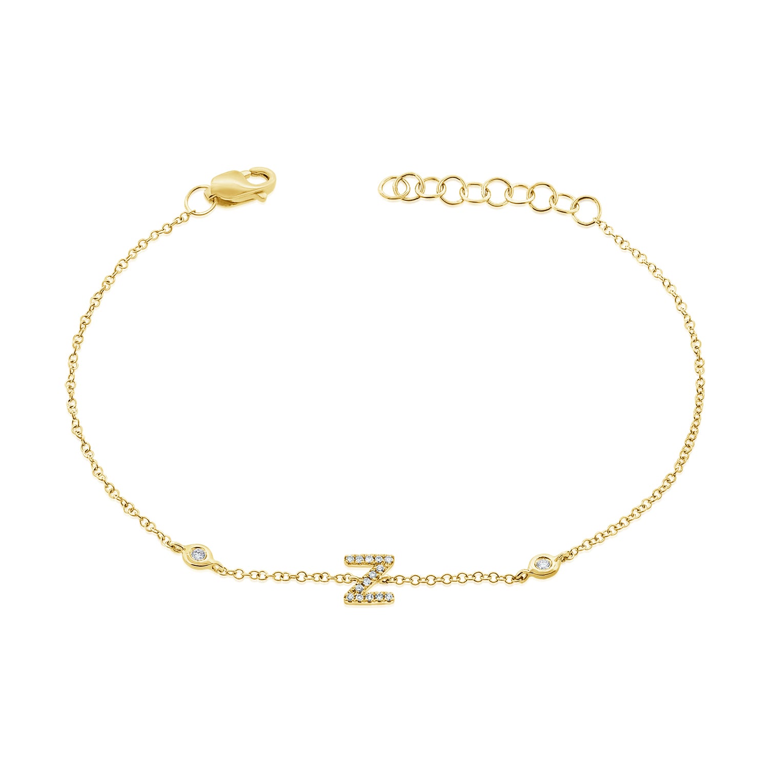 Diamond Initial Chain Bracelet