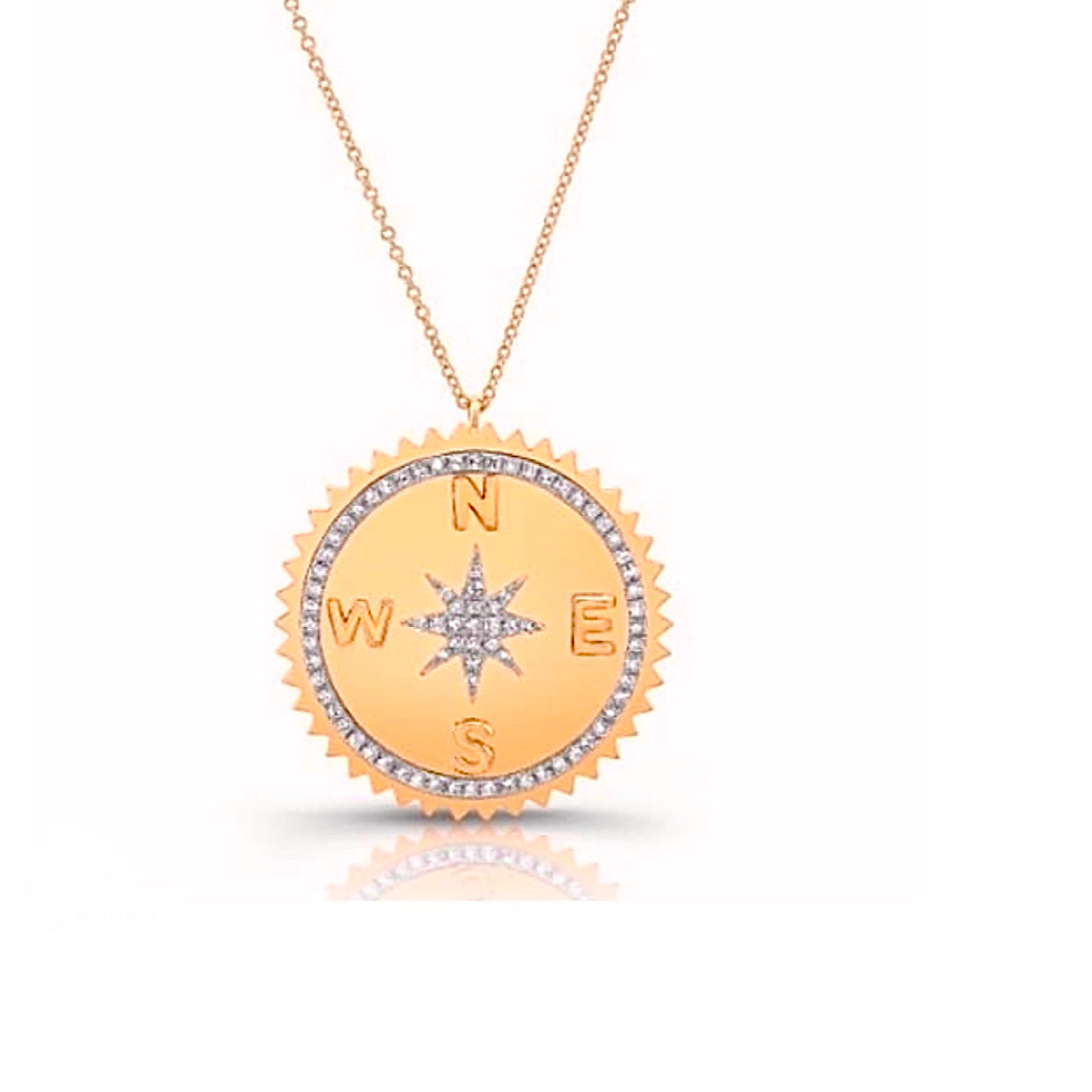 Gold And Diamond Compass Necklace