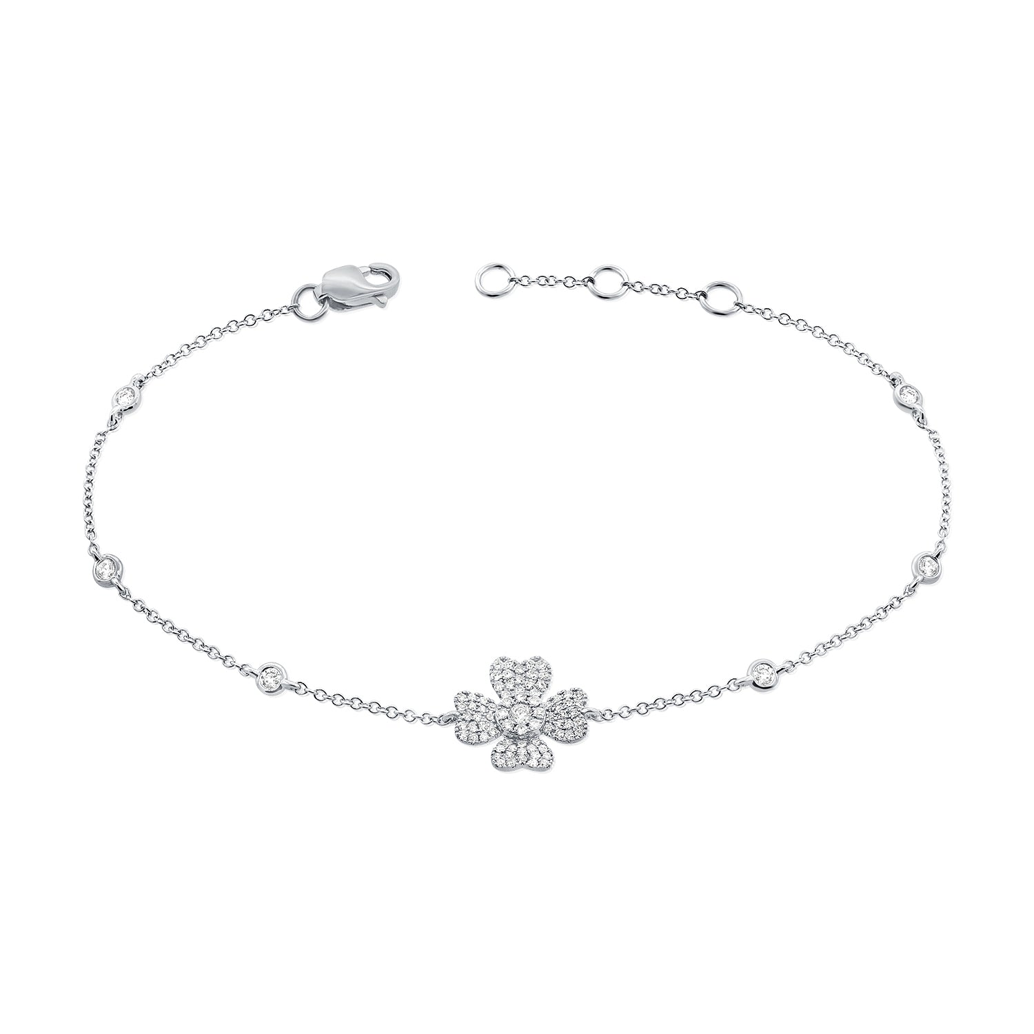 Diamond Four Leaf Clover With Diamond By The Yard Chain