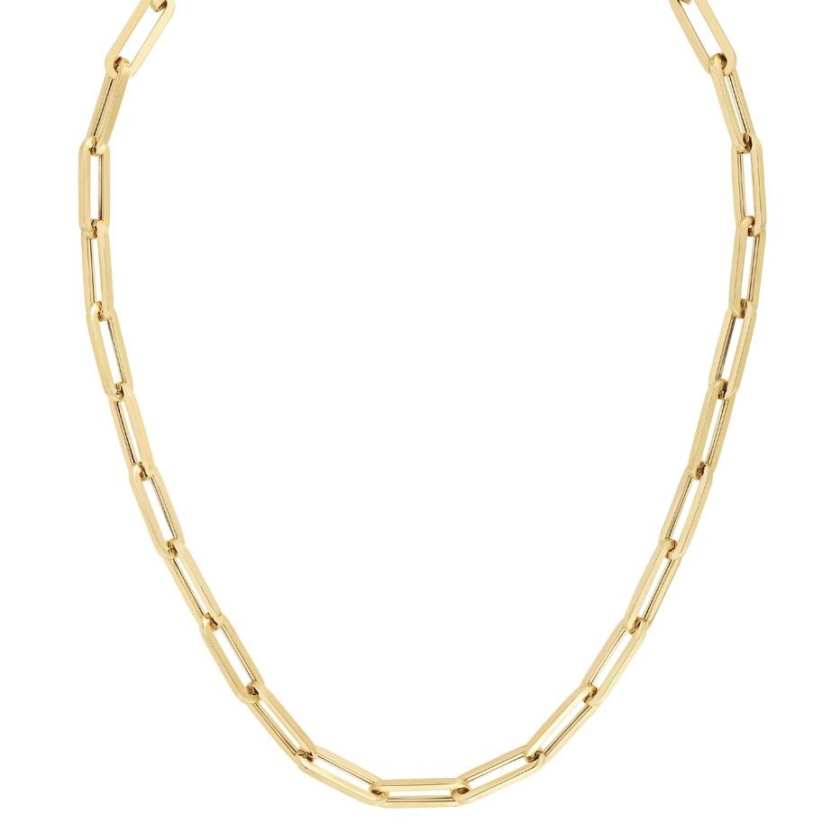 Large Paper Clip Chain Necklace 14K Gold