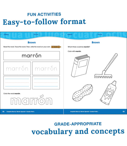 Carson Dellosa Complete Book of Starter Spanish Workbook for Kids