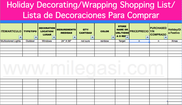 Holiday Decorating Shopping List