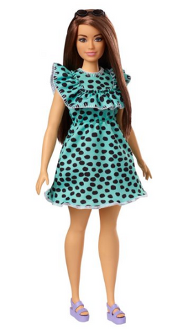 Barbie Fashionistas Doll #149 With Long Brunette Hair & Polka-Dot Dress