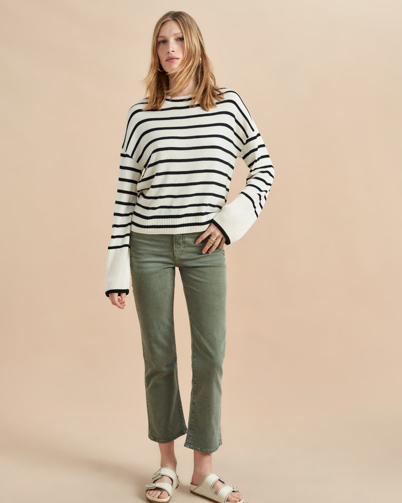 Can you ever have enough striped sweaters? We think not. Take our new striped, favorite classic in a lightweight, supremely soft silk/cashmere blend. Do you need it? We think yes.