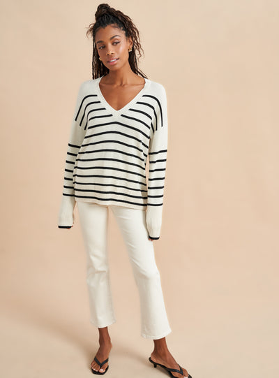 Can you ever have enough striped sweaters? We think not. Take our new striped, favorite classic in a lightweight, supremely soft silk/cashmere blend. Do you need it? We think yes. 