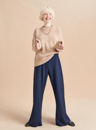 Easy elegance or quiet luxury, however you define it will include this bias cut, straight-leg, elevated pull-on pant. Pair with your yummiest cashmere, your laciest camisole or for advanced players, under your silkiest slip for refined defined.