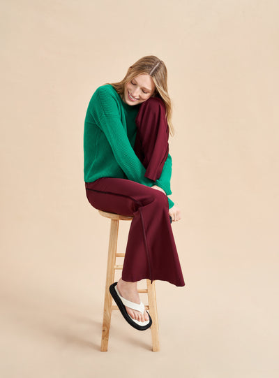 This is it. This is your everyday, never-without, take-with-you-everywhere sweater that will always have your back. Deliciously ribbed cashmere in a loose crewneck and slightly cropped silhouette means you need one in every color for tous les jours. 