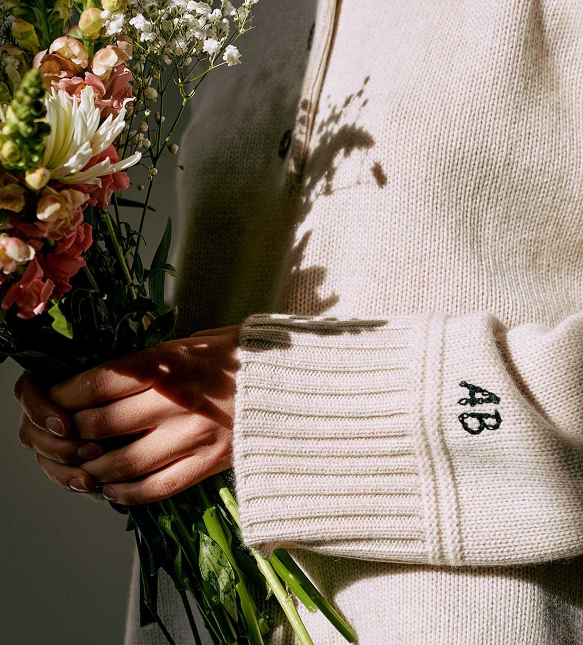 flower monogram sweater