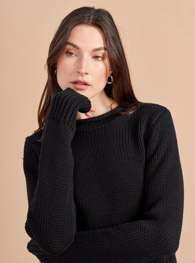 Our infamous Mini Marina Sweater, now in solid colors so get on board whether you are in the mood for all over stripes or not in our best-selling, chunky, 100% cotton sweater with our signature Marina rollneck that you know and love us for.