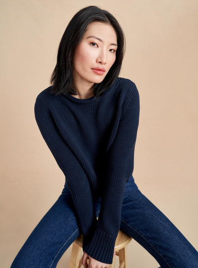 Picture of model wearing the Solid Mini Marina Sweater