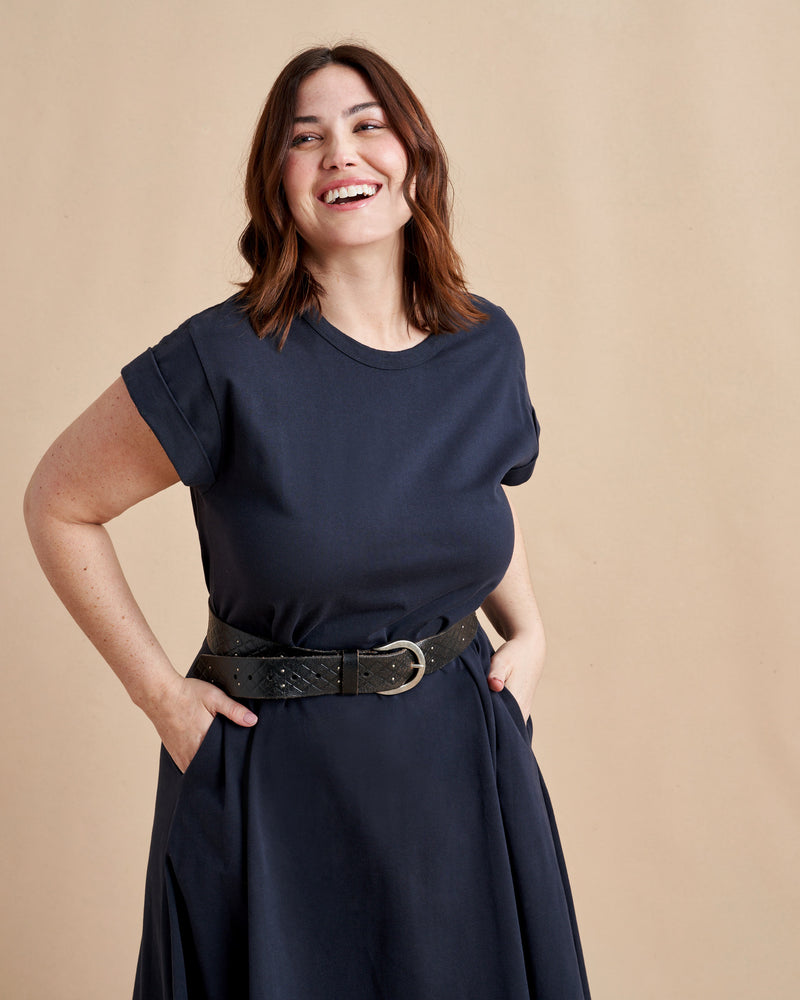 The search for the perfect t-shirt dress is over. This maxi style, in 100% organic cotton, features a slightly A-line silhouette and comes with a removable belt so you can decide how much shape you want and not to worry, like most of our best selling dresses, this too comes with pockets. You can thank us later.