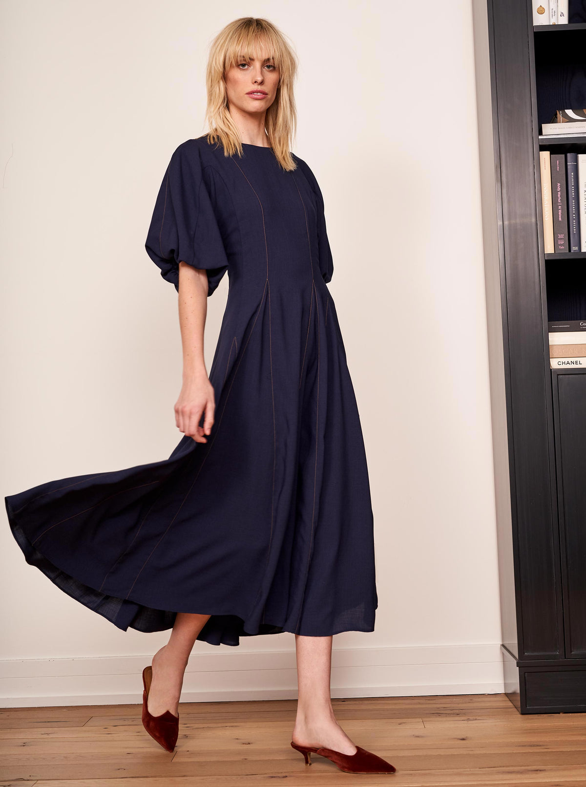 The beauty of getting dressed is when the dress does all the work. Our Edith Dress features a fitted bodice and flared skirt with feminine puff sleeves so all you have to do is zip it up to look and feel your best. 