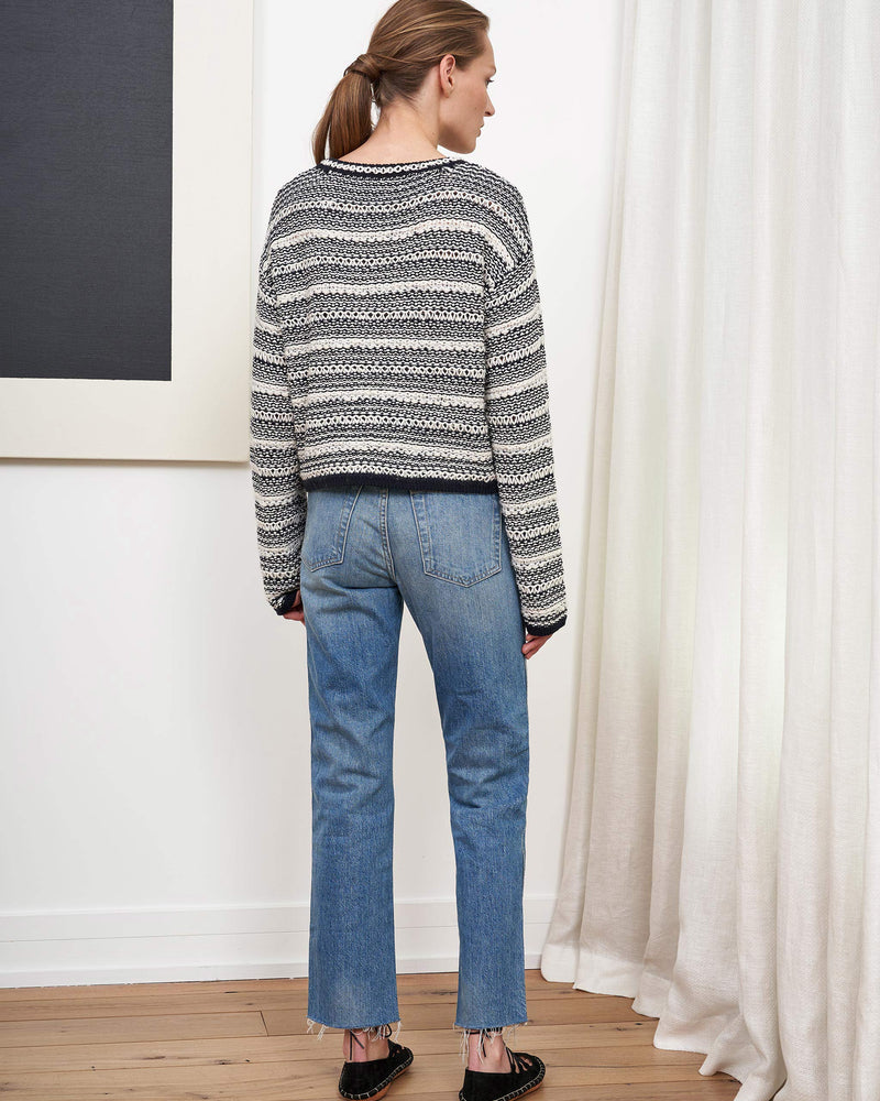 What makes our Jeanne Sweater so special is the combination of yarns that make up it's textured stitch all while being perfectly and deliciously lightweight. Drape it over your shoulders while wearing a slip or pair back to jeans, just make sure to take this sweater with you.