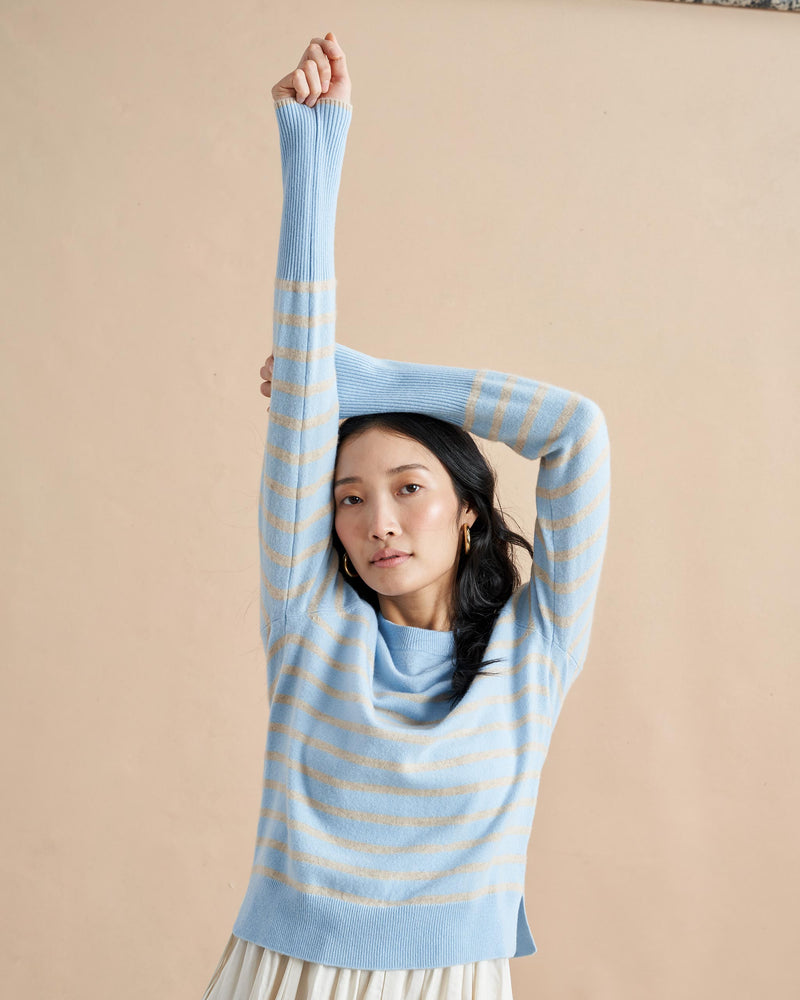 She's back and better than ever! We've brought back our signature, Lean Lines Sweater. The ultimate, year-round essential in 100% lightweight cashmere, the piece you hope no one will notice you've worn three days in a row. You can thank us later.