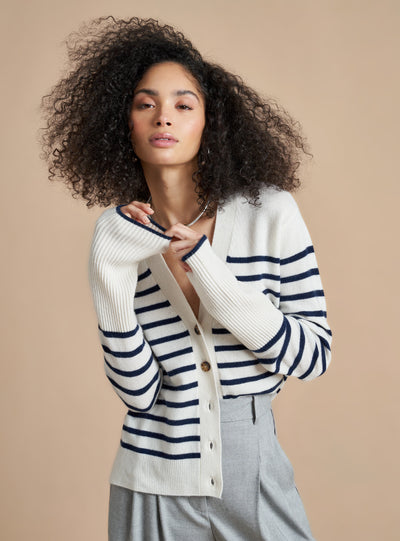 Picture of model wearing the Lean Lines Cardigan