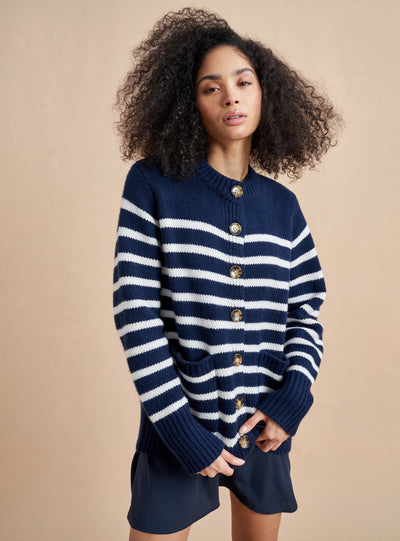 Picture of model wearing the Marin Cardigan