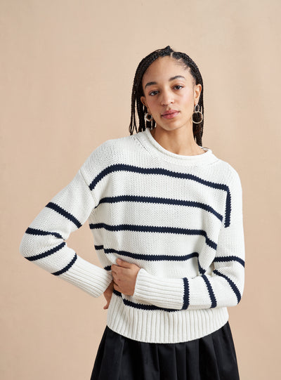 Your favorite Marin Sweater now in comfy cotton. Our newest member of the sweater family features a rollneck in that oversize, chunky weight you know and love us for.